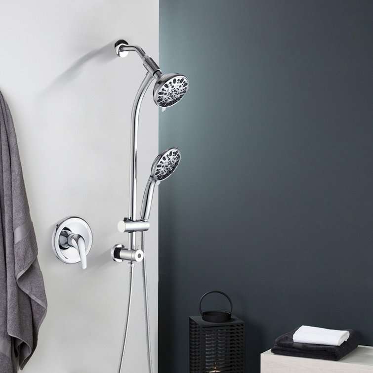 Slide Bar Combo Rain Showerhead,dual Shower Head Spa System,rough-in Valve Included