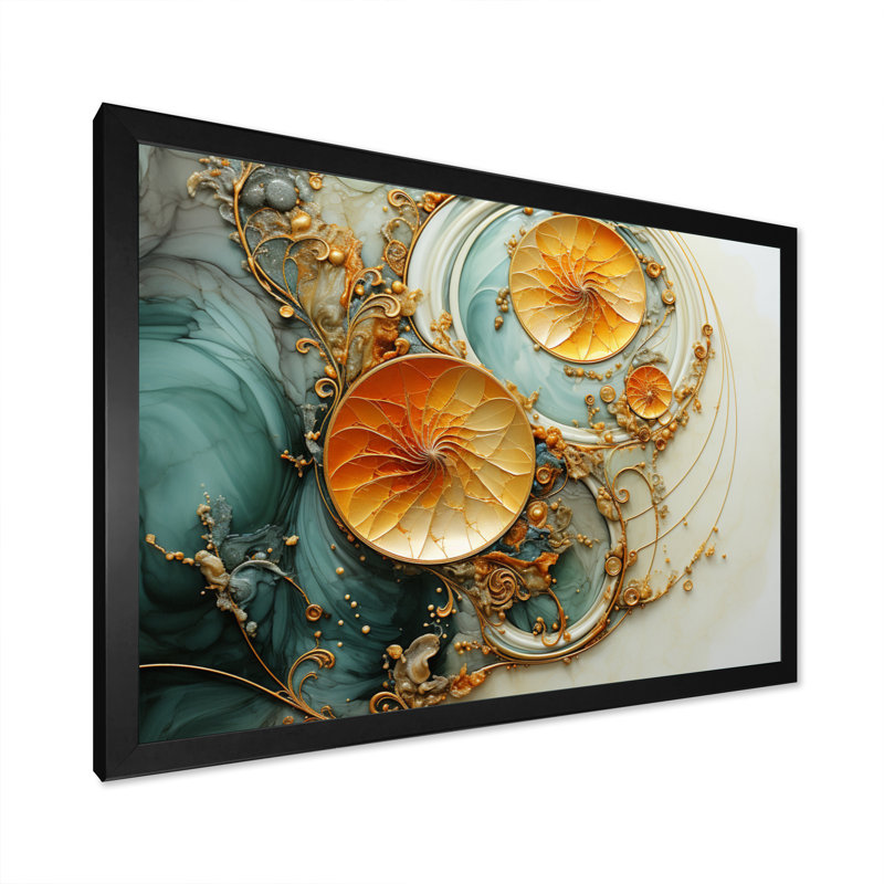 Organic Spiral - Abstract Spirals, impression d'art mural, H 34 po x l 44 po x P 1,5 po, Cadre photo noir