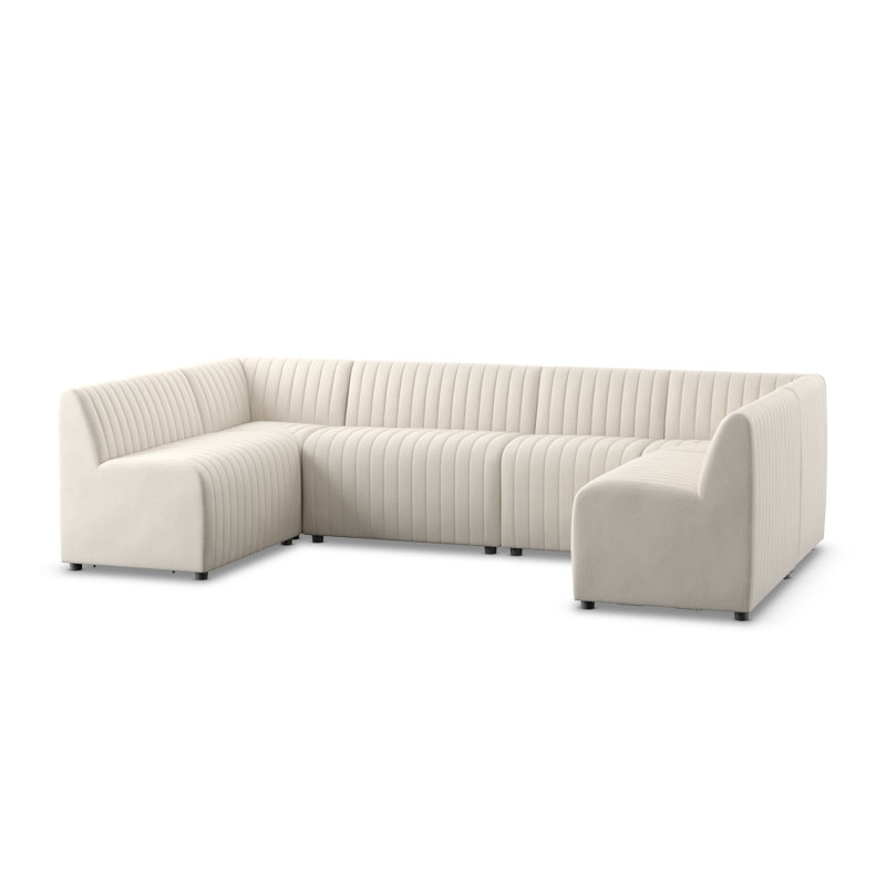 Grayson 106" Wide Symmetrical Modular Corner Sectional, 31.5" H X 119.5" W x 66.5" D, Cream Polyester