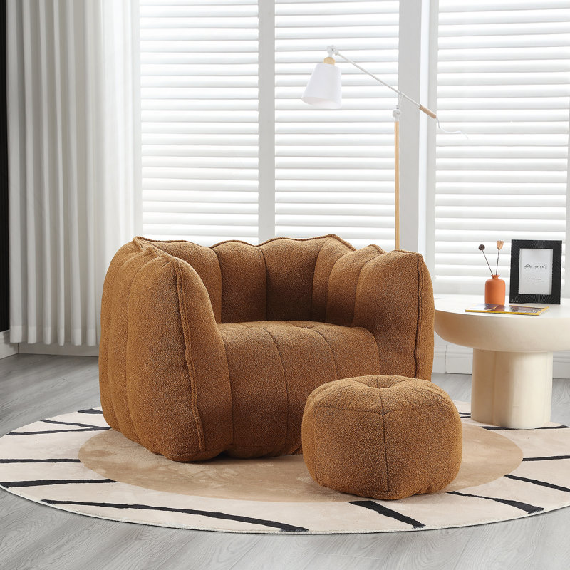 Canapé-lit carré confortable avec repose-pieds, Chenille kaki, H 23,23 po x l 38,58 po x P 31,5 po