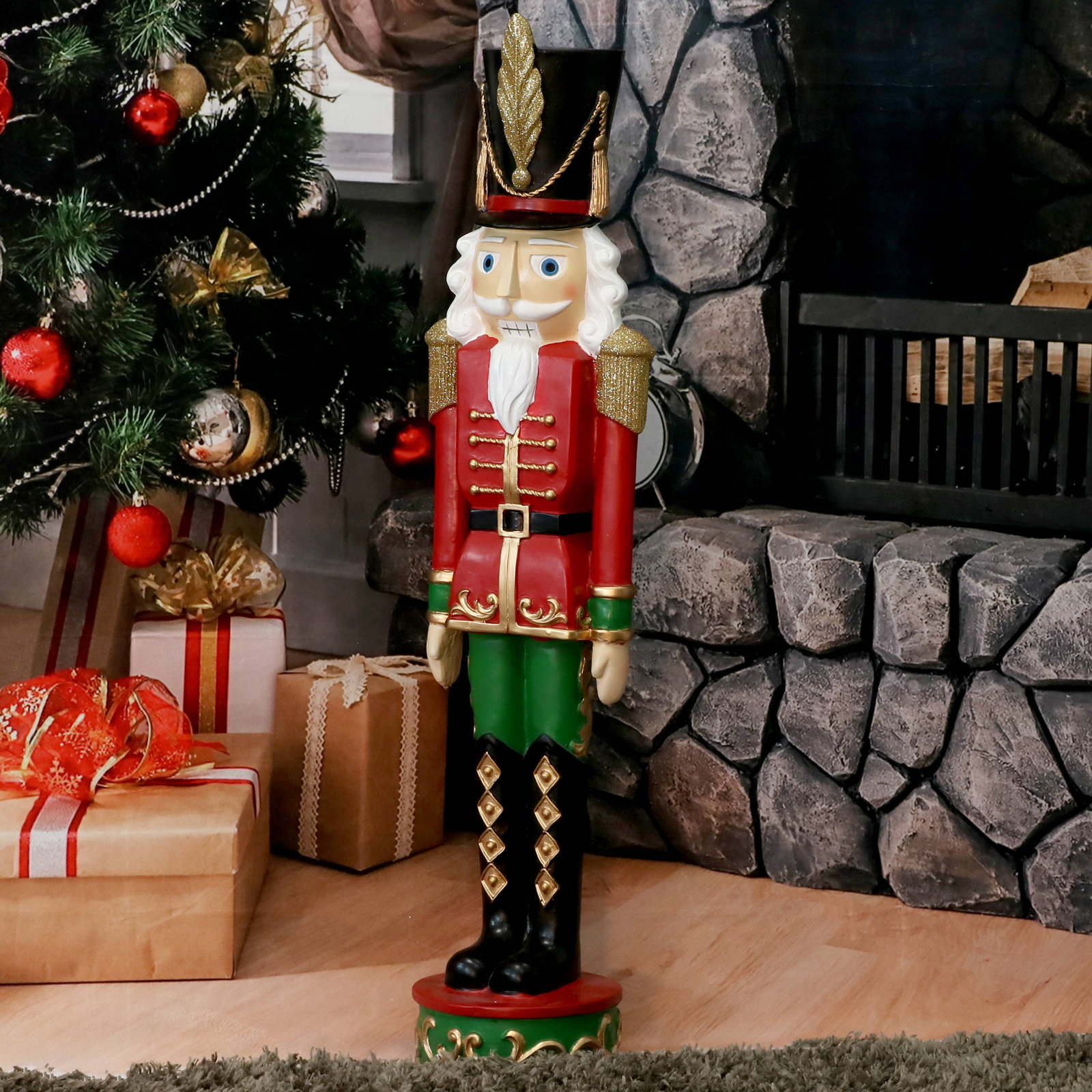 Christmas Nutcracker Figurine, 48" H x 9.1" W x 8.3" D, Green