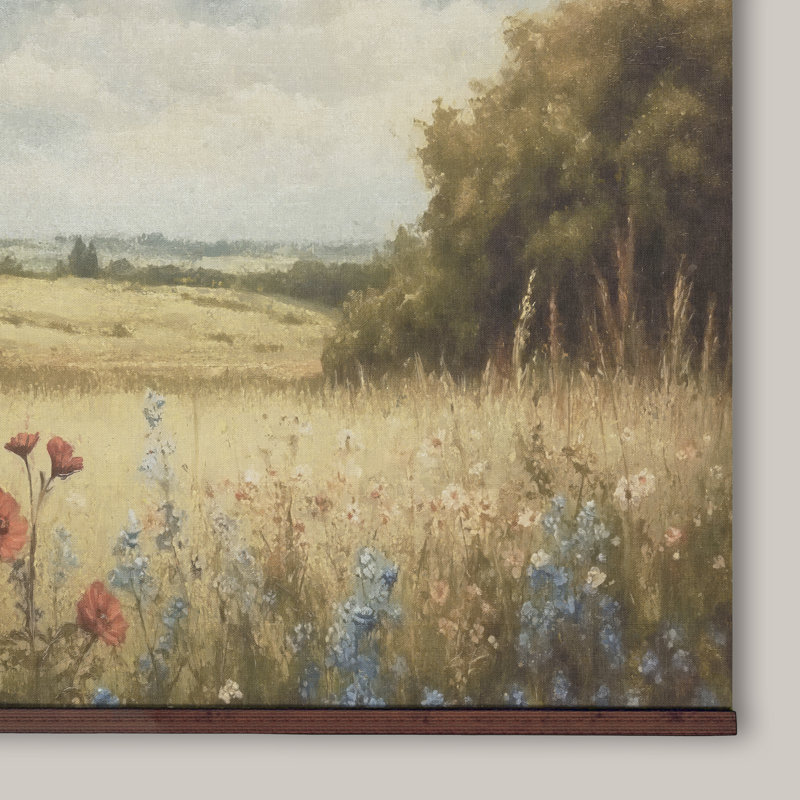 «Rustic Tapisserie Countryside Relax Calm Landscape», reproduction sur toile avec cintre en bois, H 32 po x l 48 po