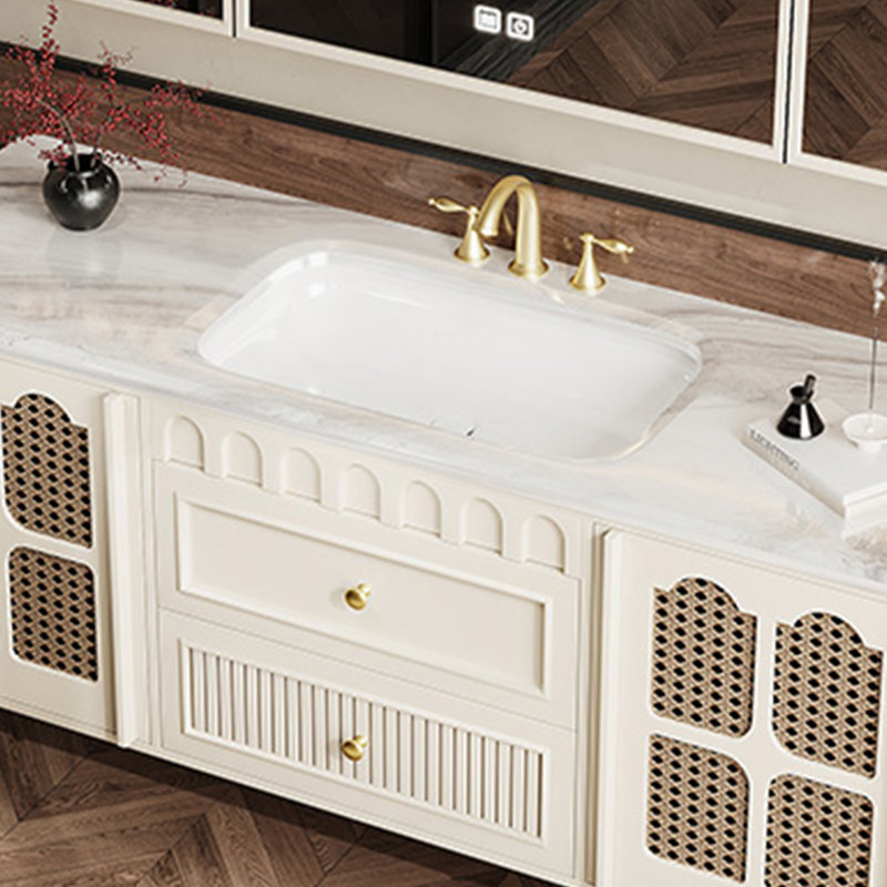 French retro style bathroom cabinet, Off-White