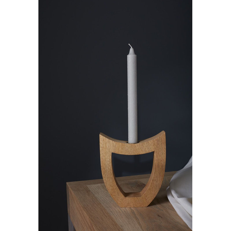 Fauve 7'' H Wood Tabletop Candlestick