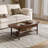 47"W Solid Oak Mid-Century Modern Coffee Table with Drawer and Storage Shelf-358305712-359090608