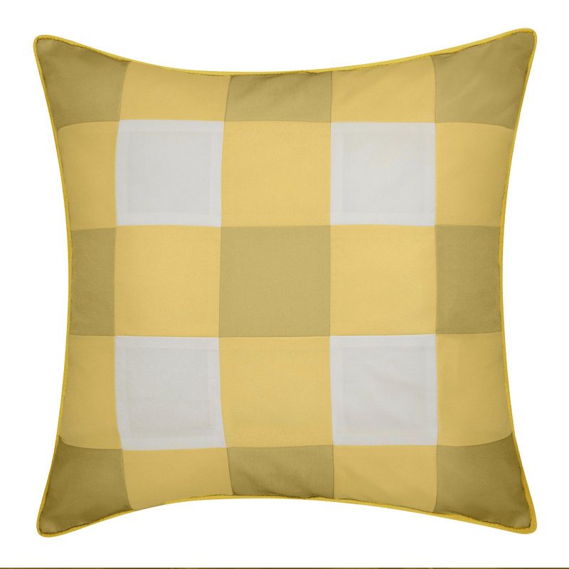 Edie@Home Gingham Outdoor Reversible Throw Pillow, Citron