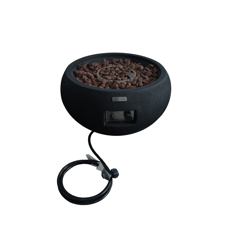 Round Concrete Smokeless Fire Pit, Black, Propane