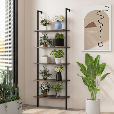 71''H X 23.6''W 5 Tier Ladder Bookcase