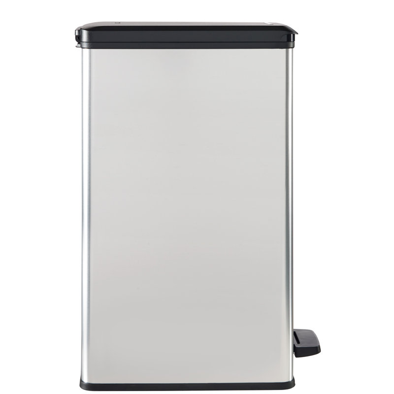 Deco Slim Bin Waste Bin 40L With Foot Pedal Silver Metallic