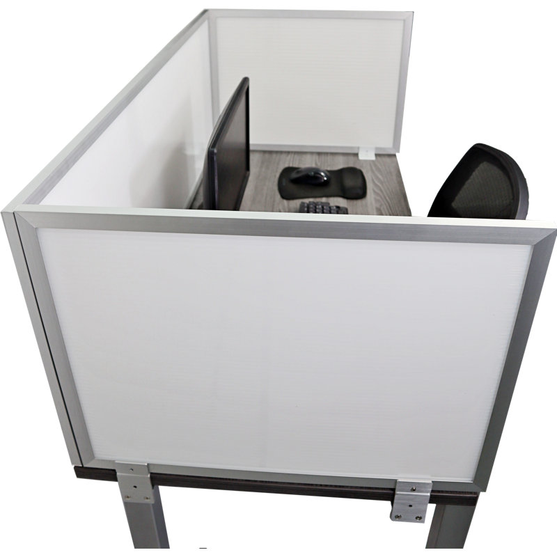 Panneau d'intimité en polycarbonate fixé au bureau, En aluminium, H 12 po x l 36 po x p 0,63 po