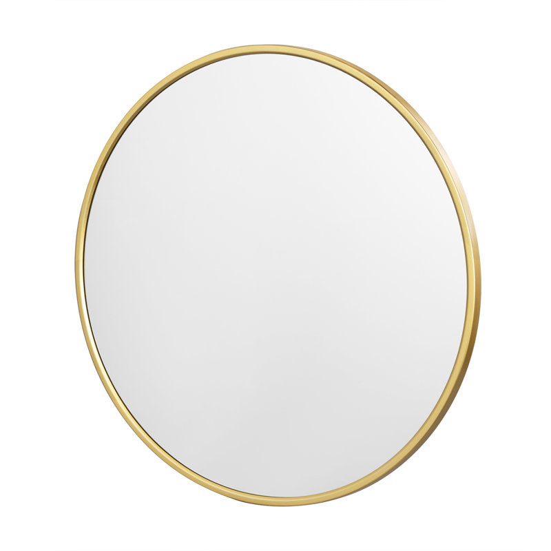 Round Wall Mirror, 71Cm Bathroom Mirror Wall Mounted High Definition, Golden Metal Frame, Mdf Back Panel, For Living Room Bedroom Hallway