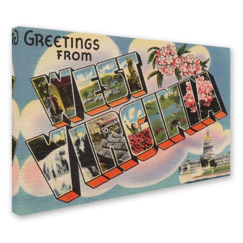 «Post Card 16» par Lantern Press, reproduction d'art textuel sur toile, H 12 po x l 19 po x P 2 po