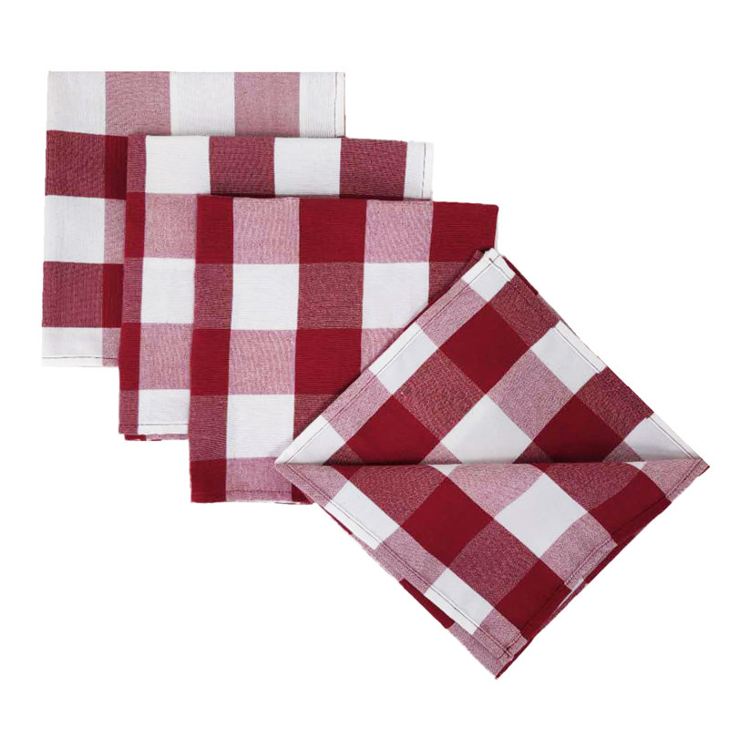 Kerstine Polyester Checkered Rectangle Napkin, Red