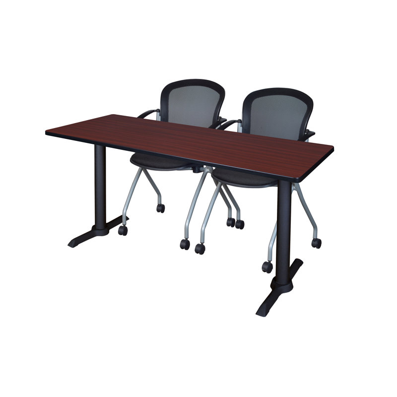 Table de formation Neyamiah Cain T-Base et 2 chaises gigognes Cadence, H 29 po x l 48 po x P 24 po, Acajou