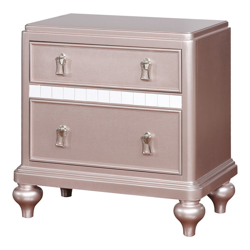 Annistyn 28'' W Solid Wood Nightstand, Rose Gold