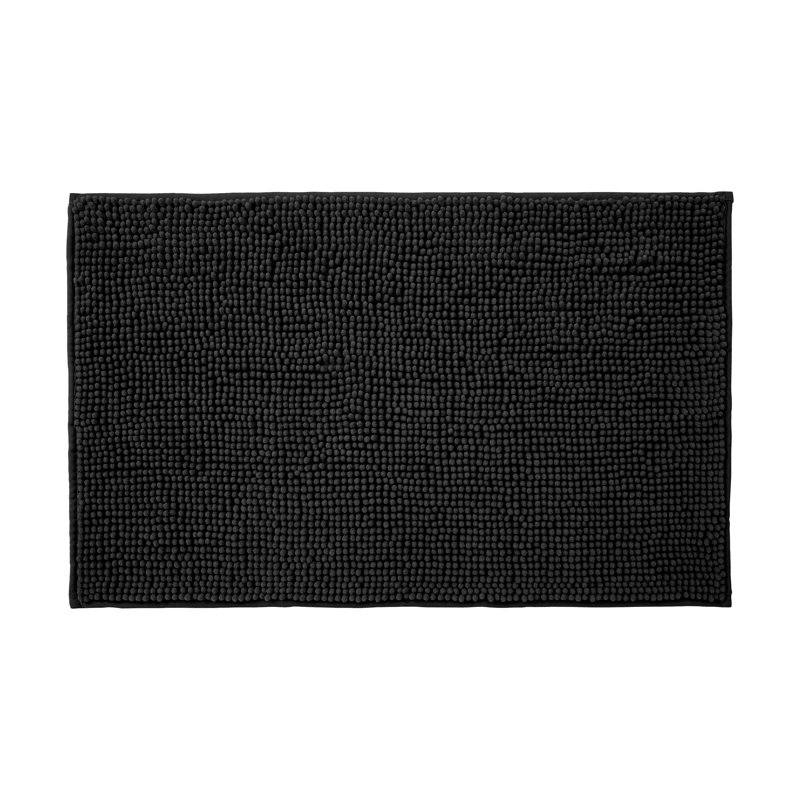 Centreville Chenille Non Slip Bath Mat, Black, 90cm L x 60cm W