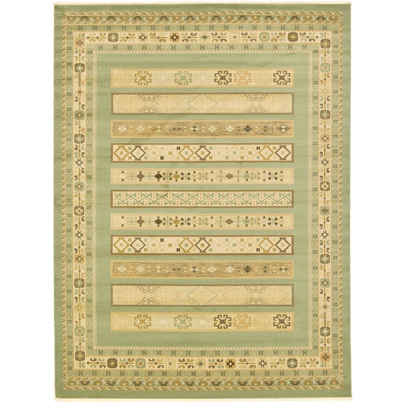 Tapis vert et beige Jaeden, Rectangle 10 pi 6 po x 16 pi 5 po