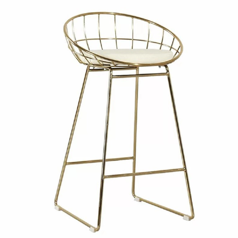 Eatman Upholstered Counter Stool, Gold/White