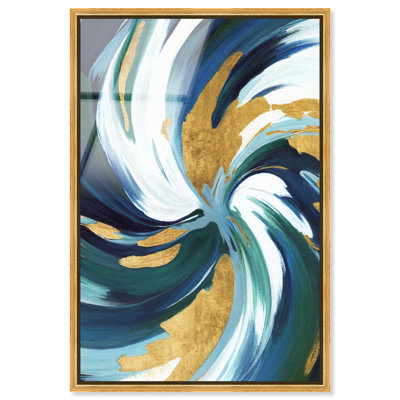 «Emerald Tide I - Ira Colmeva», reproduction murale encadrée imprimée en acrylique sauge par Art Remedy, cadre doré, 24 x 36
