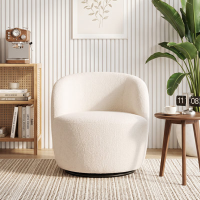 27.5'' Wide Modern Chenille Swivel Accent Chair，Barrel Armchair with Ergonomic Backrest