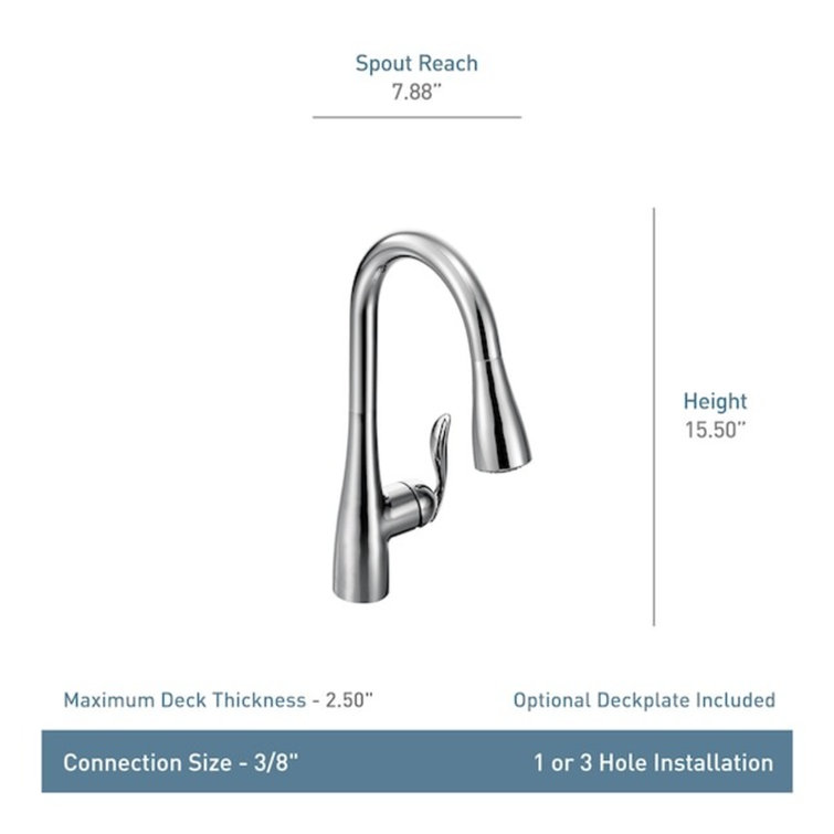 Moen Arbour One Handle Pulldown Kitchen Faucet Featuring Power Boost and Reflex