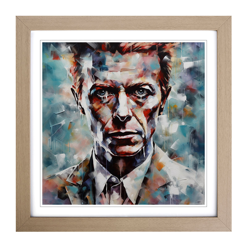 David Bowie Abstract Art - Framed Print, Oak