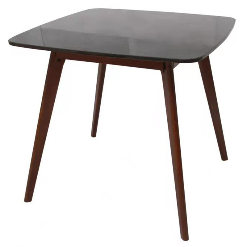 Solid Wood Base Dining Table, Walnut, Black