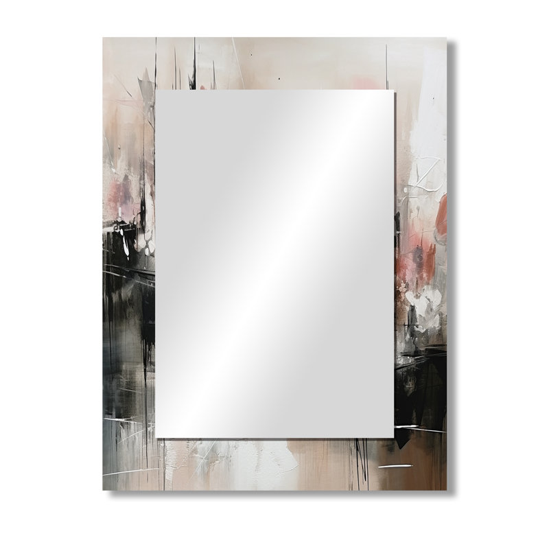 Pink Black Minimalims Fludity I - Minimalism Mirror, Modern Unique Wall Mirror, Printed Metal Art, 40" x 30"