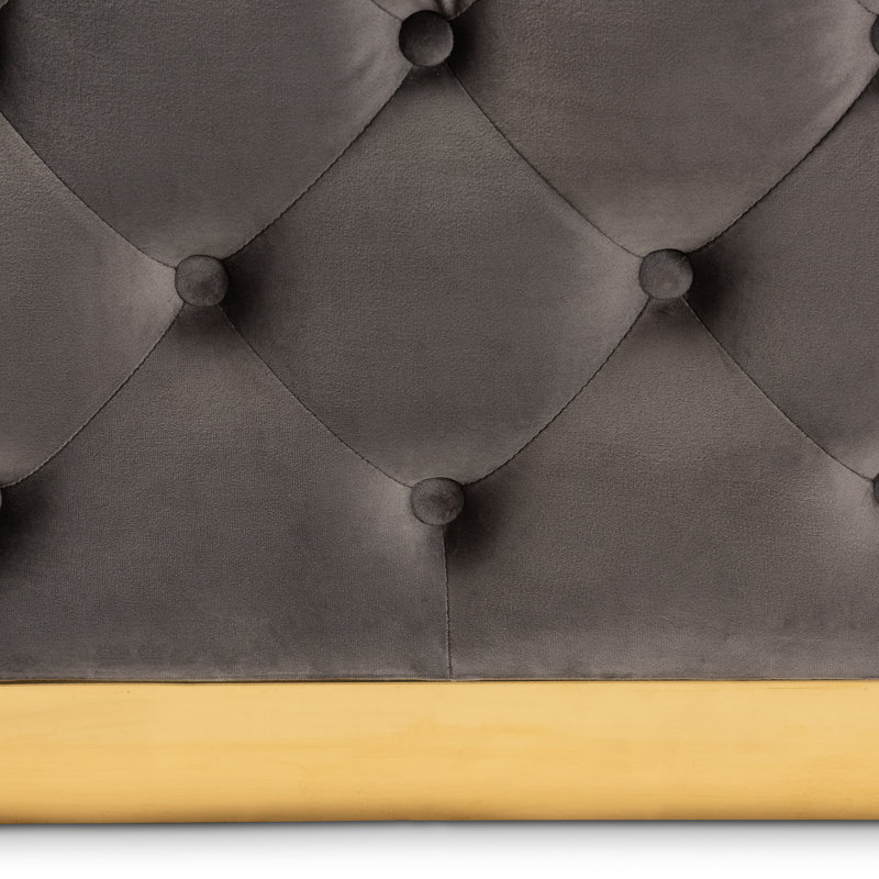 90cm Wide Velvet Tufted Square Solid Colour Cocktail Ottoman, Grey