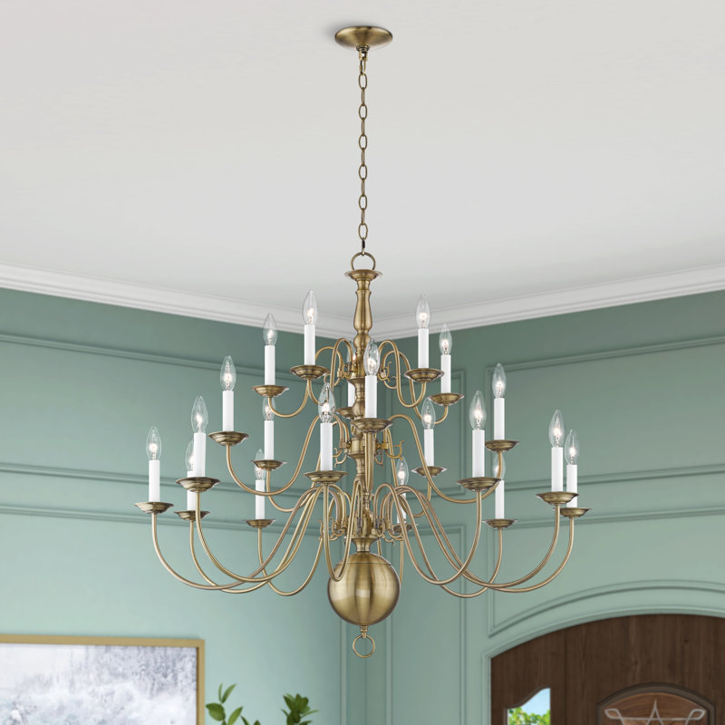 Benedetto 20 - Light Dimmable Tiered Chandelier, Antique Brass