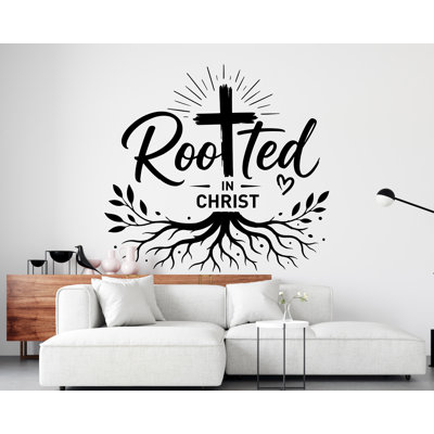 Adhésif décoratif «Rooted in Christ», Jésus est le roi, panneau mural, mots Chrétiens, art du Sanctuaire de la Croix, croix, décoration 464DRE