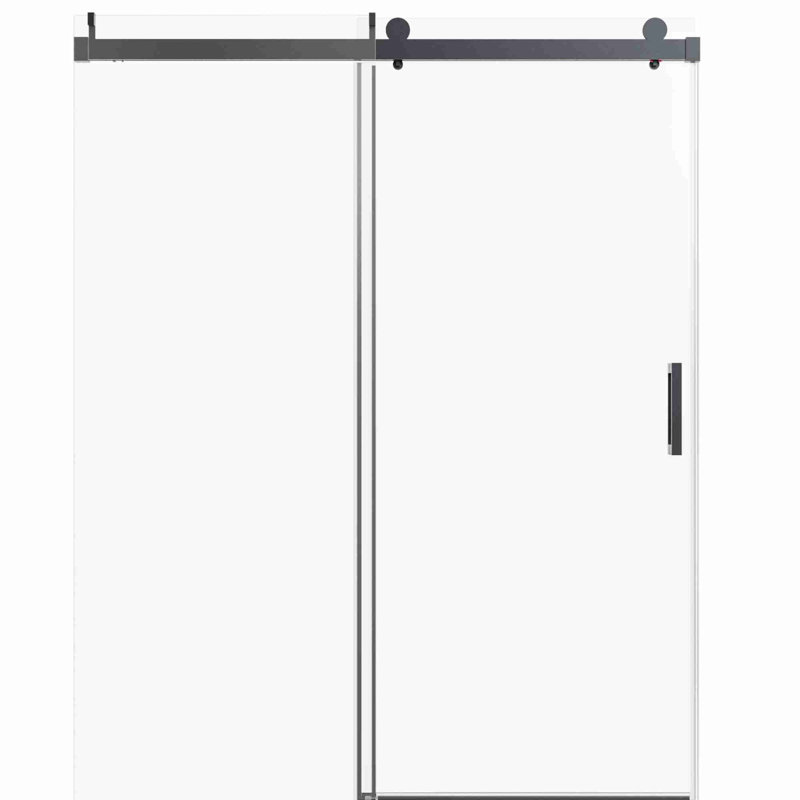 Frameless Single Sliding Soft Close Shower Door, Black