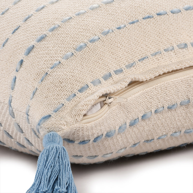 Housse de coussin Hainsly, Bleu / ivoire naturel, Polyester