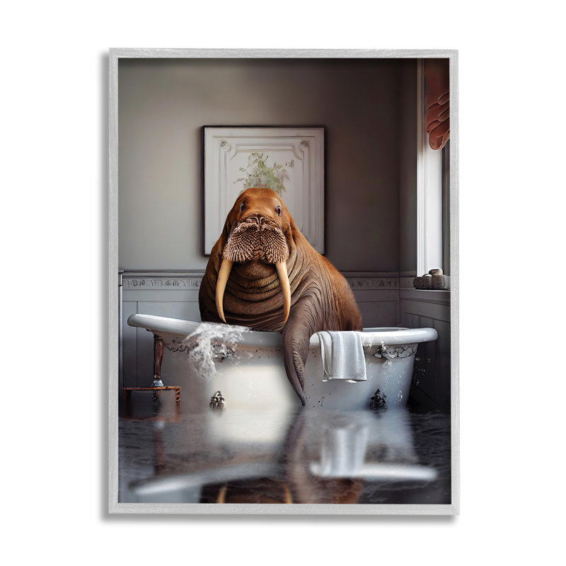Trinus Morse dans la baignoire, giclée par Karen Burke, H 30 po x l 24 po x P 1,5 po