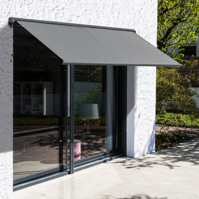 HOMCOM 350 cm W x 300 cm D Polyester Retractable Patio Awning