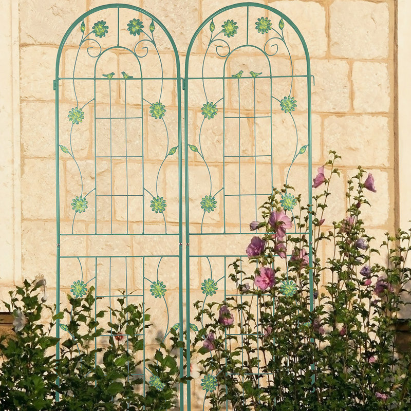 Treillis polyvalent en métal antirouille pour les plantes d'extérieur, rehaussant la beauté du jardin, Vert