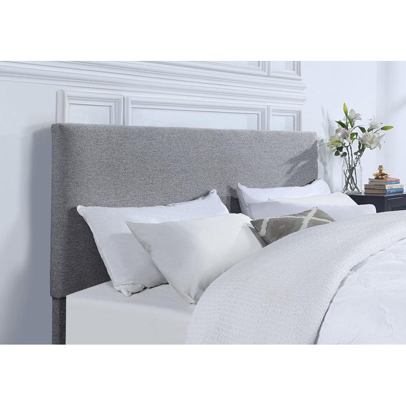 Tête de lit tapissier en velours Mikenzy, Très grand, Gris
