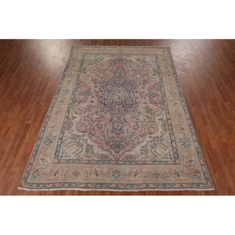 Tapis traditionnel rétro rose 7 x 9