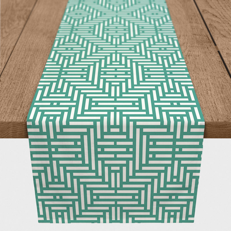 Chemin de table Bromell, P 16 po x L 90 po, Bleu sarcelle