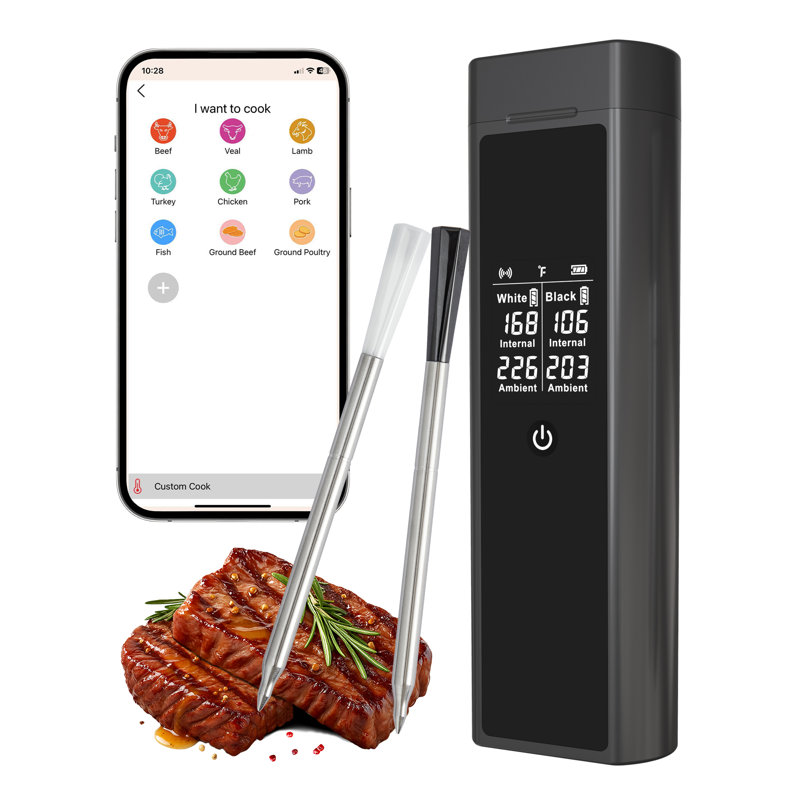 Thermomètre à viande sans fil Bluetooth 2PCS