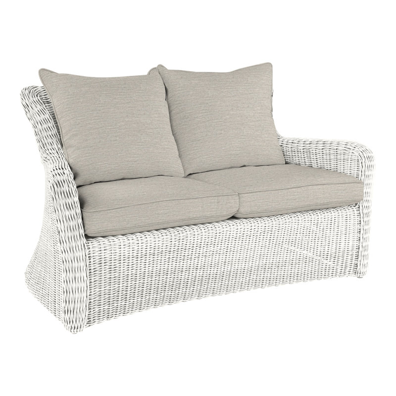 Sag Harbor Outdoor 2 - Seat Loveseat, Classic White, Fog Rain