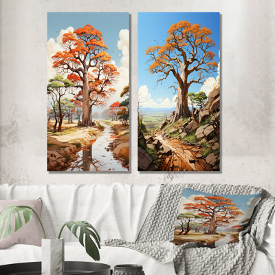 Représentation transparente de baobab - ensemble de 2 décorations murales arbre baobab