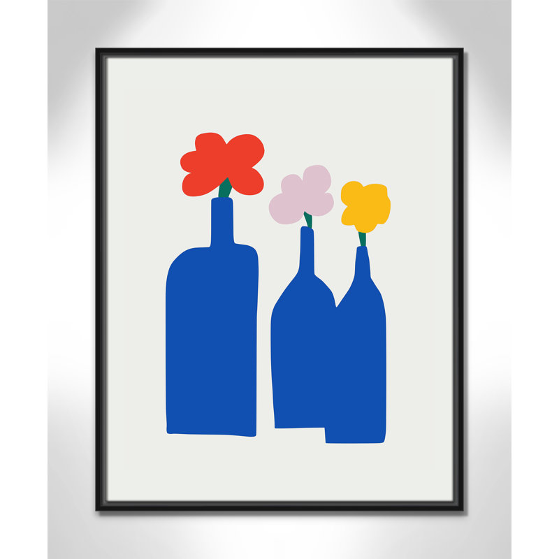 «Bold Blooms Trio Print» par Dean, Framed Canvas, L 23,5 po x H 29,5 po, Cadre flottant noir