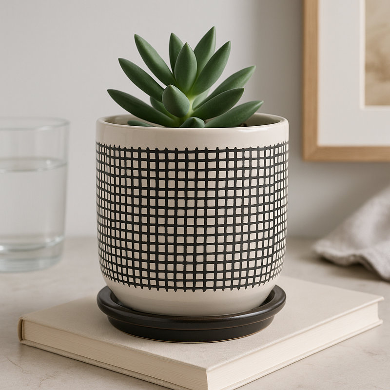 Pot de fleurs décoratif pour l'extérieur avec soucoupe pour la maison, Ensemble de 1