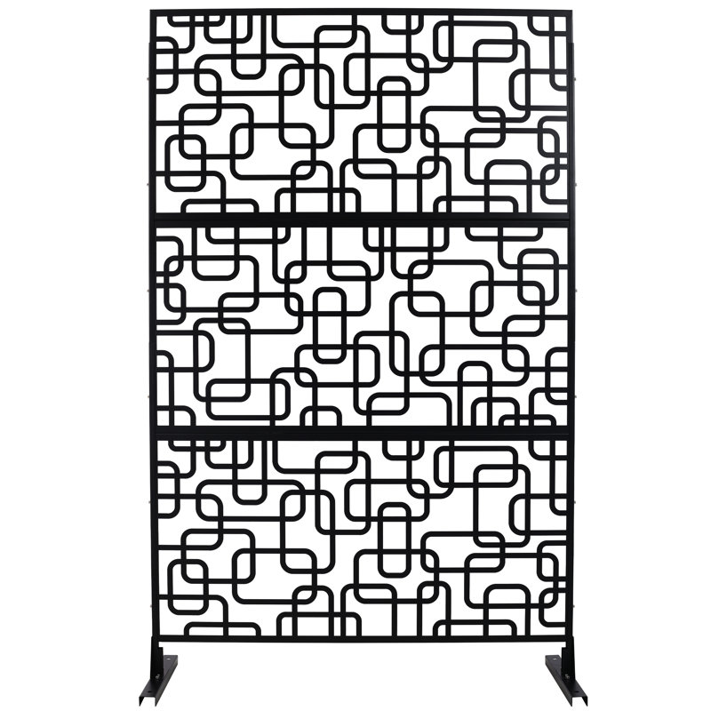 Paravent élégant de 193 cm de haut et 122 cm de large, idéal pour terrasse, patio ou bureau. Couleur rouille. Clôture métallique autoportante. Embellit les espaces extérieurs et intérieurs, y compris les balcons.