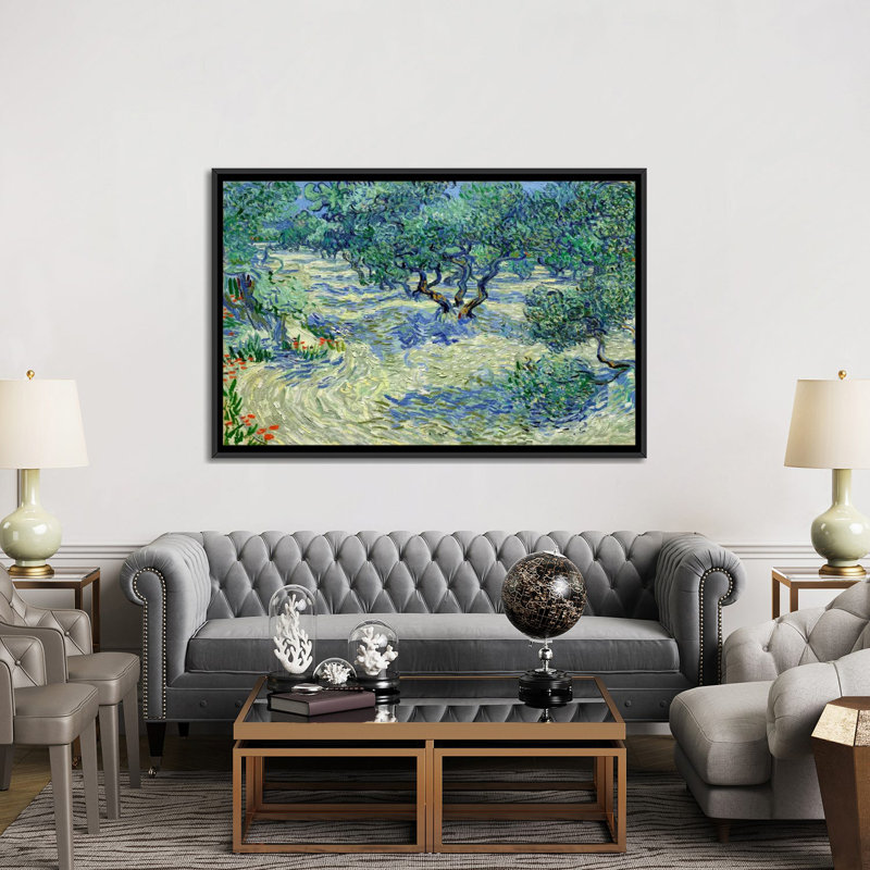 Olive Verger par Vincent Van Gogh - reproduction d'art sur toile, H 40 po x l 60 po x P 1,5 po, Toile avec cadre noir