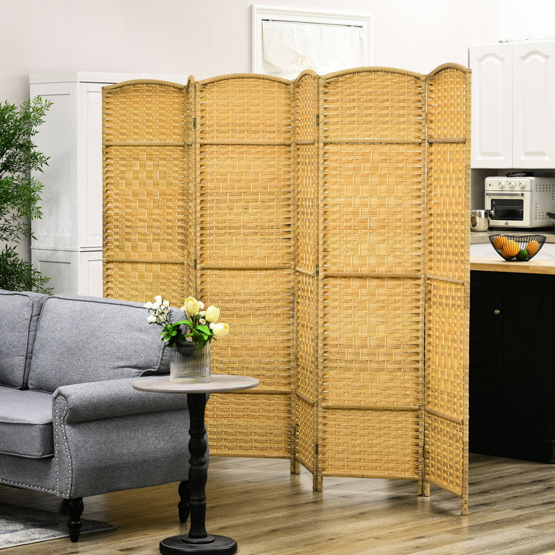 Cloison en bois naturel 6 panneaux pliable tissée à la main pour le bureau du salon et de la chambre à coucher
