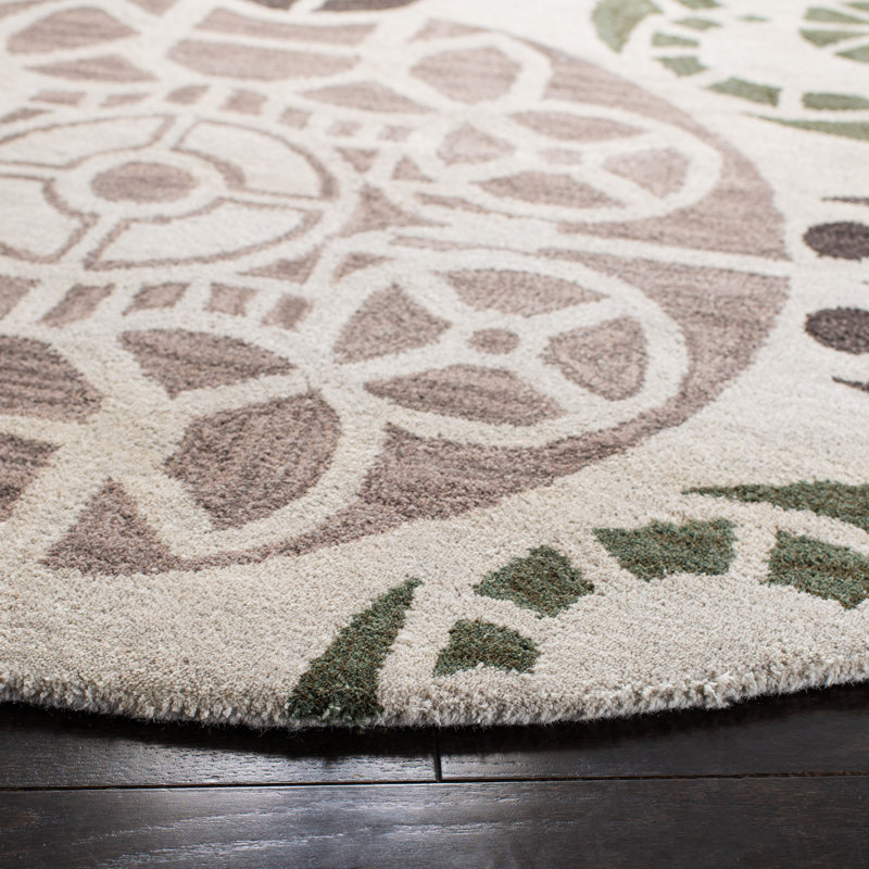 Eaton Wyndham Hand Tufted Wool/Viscose Geometric Rug in Ivory, Rectangle 4' x 6'