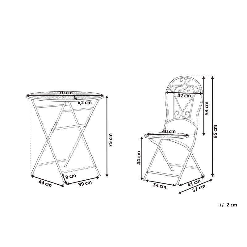 Cotto 2 - Person Metal Patio Dining Set with Round Table
