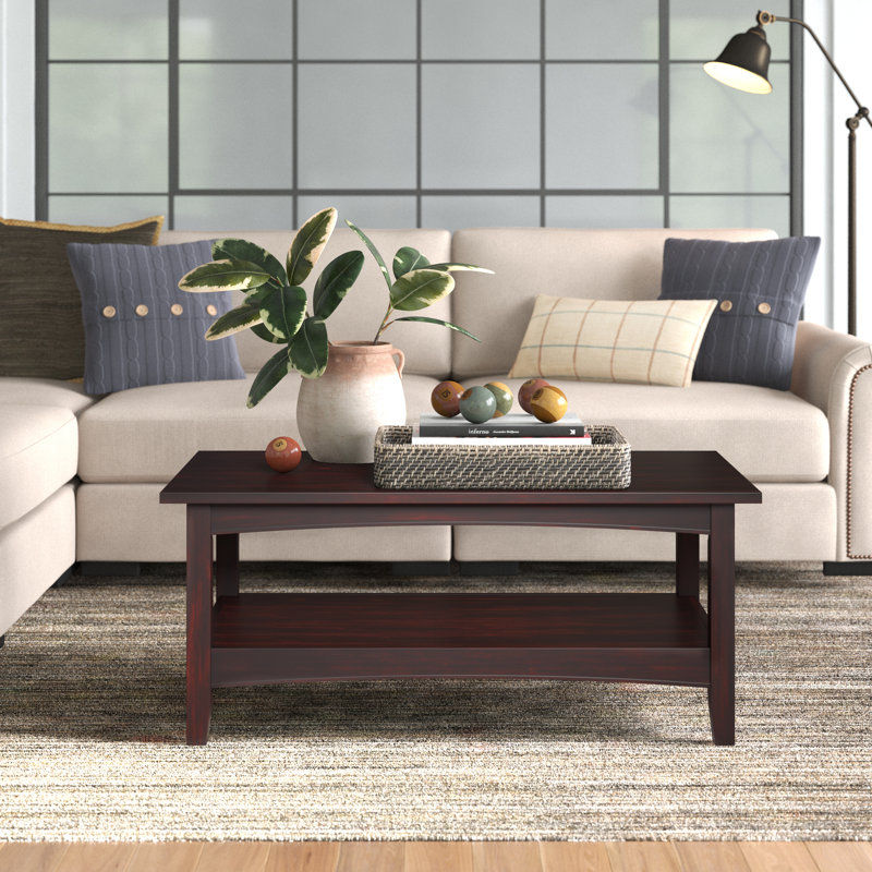 Ratcliff 42" Wide Cottage Beach House Design Coffee Table With 1 Open Shelf, Espresso